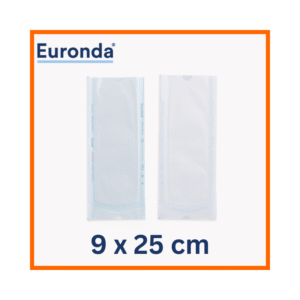 High-quality self-sealing sterilization pouches by Euronda Monoart. Size 9x25cm. Made of medical-grade paper and multilayer film for maximum microbial protection. Pack of 200 units.