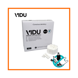 Buy VIDU dental cotton rolls No.2 and No.1. High-absorption 100% cotton rolls for moisture control during dental procedures. 300g pack.