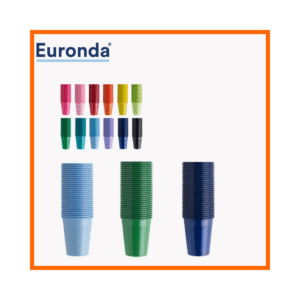 Monoart plastic cups 200cc by Euronda. Disposable dental cups with rounded edge. Available in Blue, Light Blue & Green. Pack of 1000.