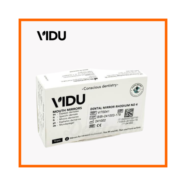 VIDU Rhodium Dental Mirror No. 4 Pack of 12